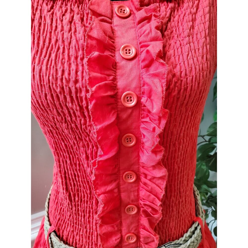 Chesley Women's Red 100% Cotton Sleeveless Casual Knee Length Dress Size L - Picture 6 of 12